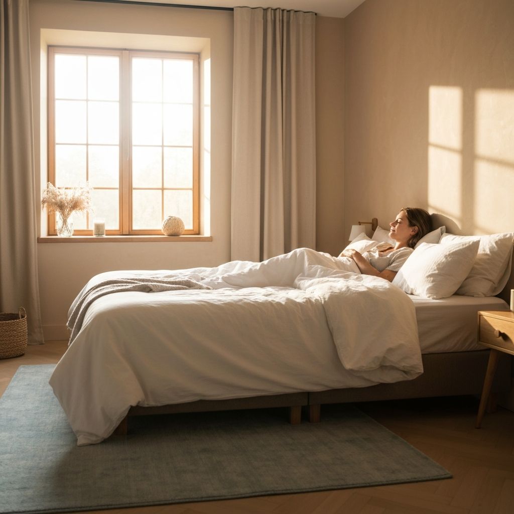 Peaceful bedroom with natural morning light